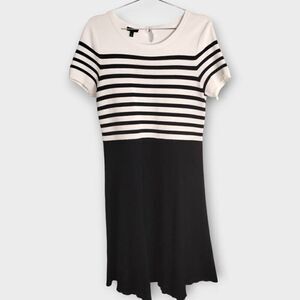 Talbots Womens Dress | Sz Lp White Black Striped ALine Business Stretch Academia